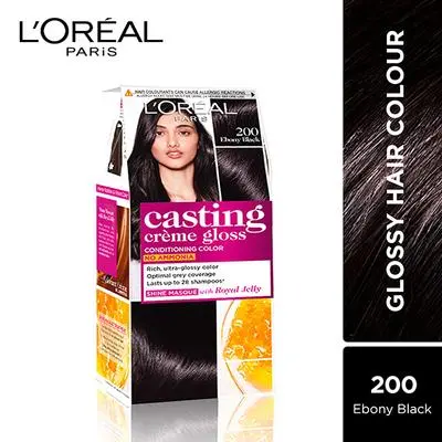 Loreal Casting Cream Hair Color 200 Ebony Black Colour 100G/60M 1s