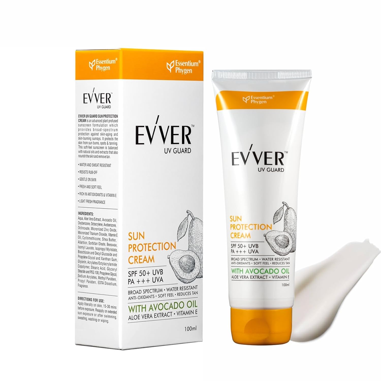 EVVER UV GUARD SPF 50 PA+++ | Heavy Duty Sunscreen for Outdoor & Indoor Use, Sports, Trekking, Swimming, Cycling | Water & Sweat Resistant | Long lasting, Non-greasy | For All Skin Types | 100 ml