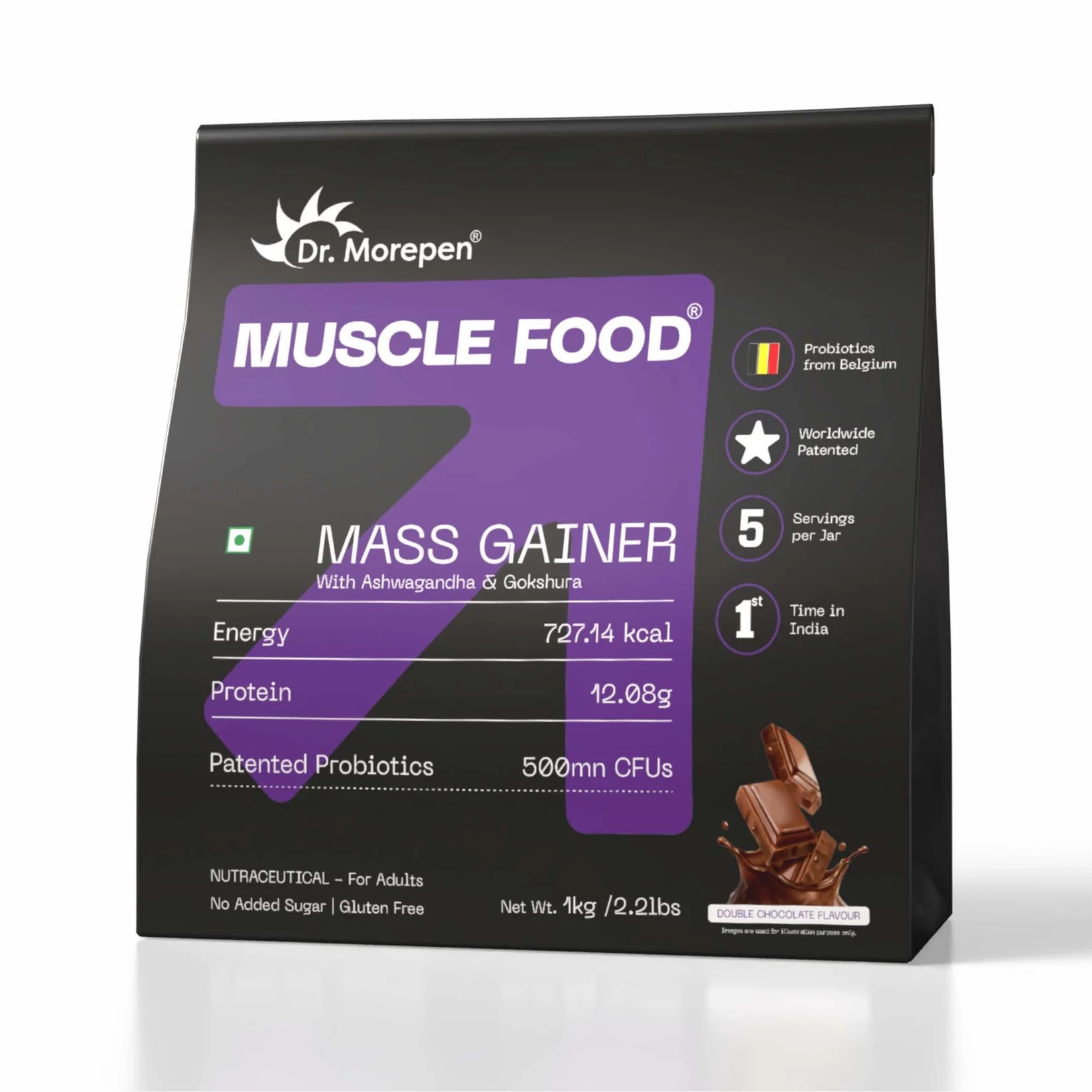 Dr Morepen Muscle Food Mass Gainer (Double Chocolate) 1Kg