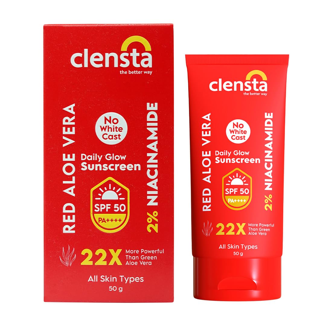 Clensta Red Aloe Vera Daily Glow Sunscreen Spf 50 50gm