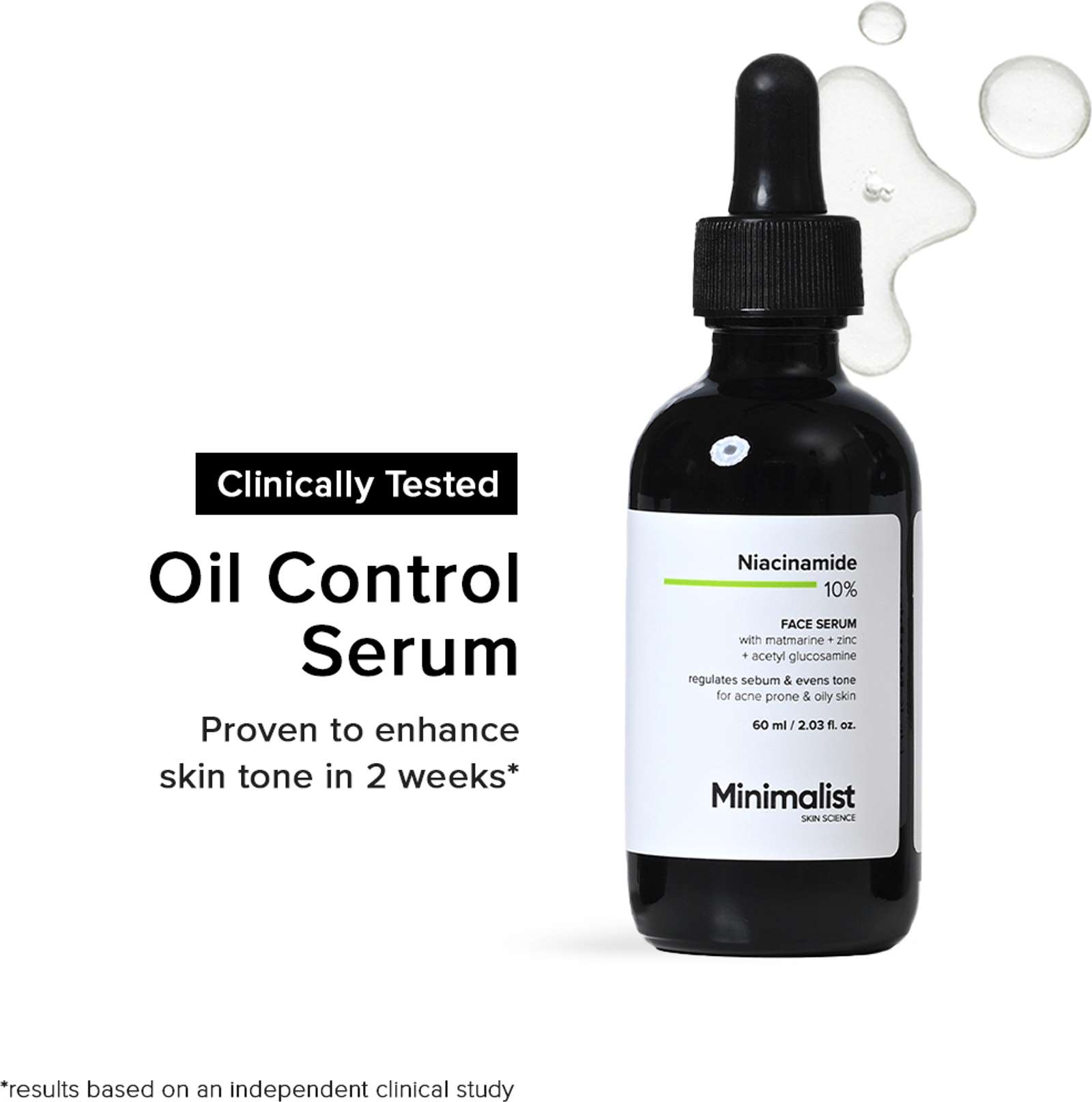 Minimalist 10% Niacinamide Face Serum for Acne Marks, Blemishes & Oil Balancing with Zinc | Skin Clarifying Anti Acne Serum for Oily & Acne Prone Skin (60 ml)