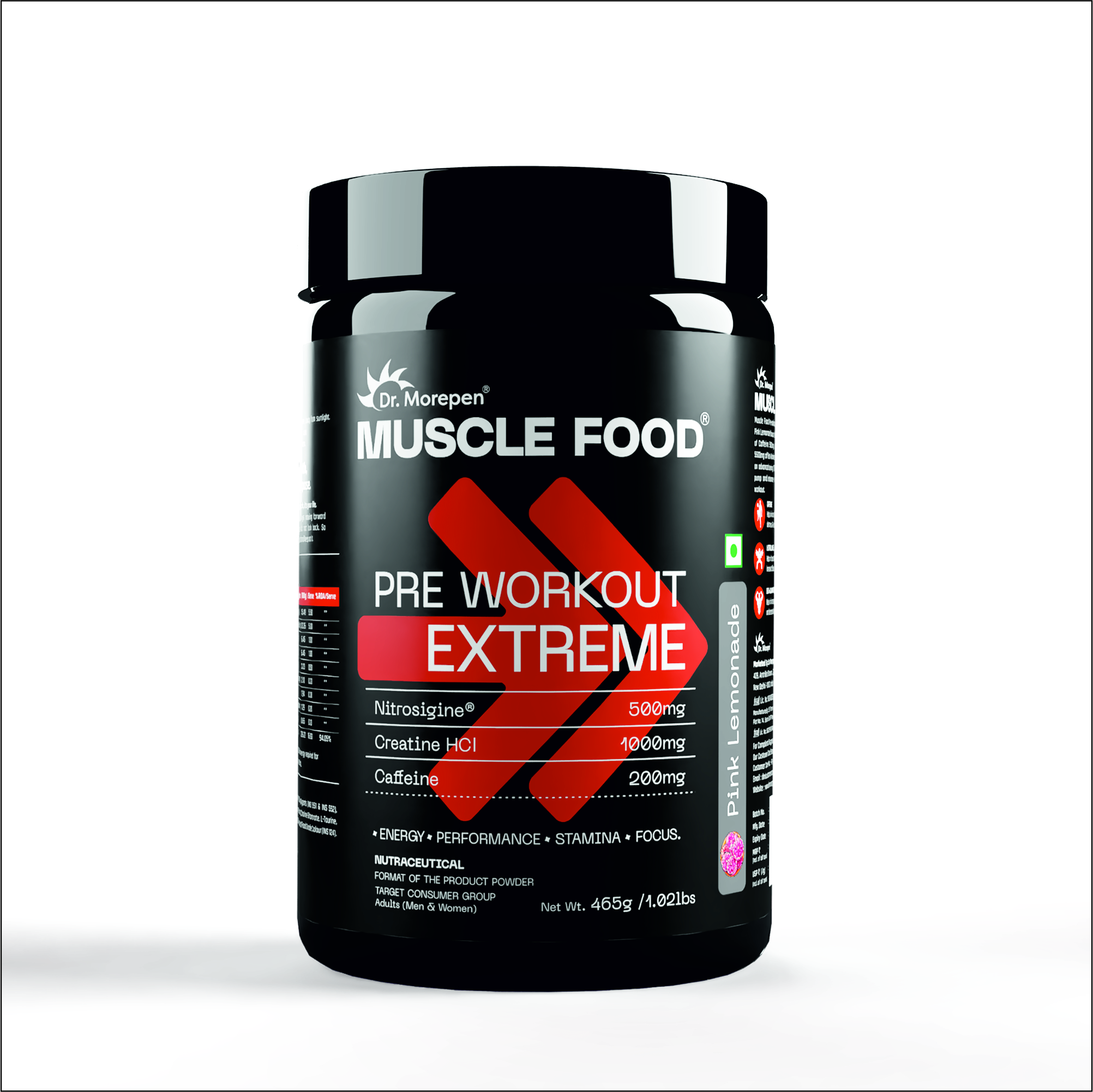 Dr.Morepen Muscle Food Pre workout Extreme Pink lemonade 465g