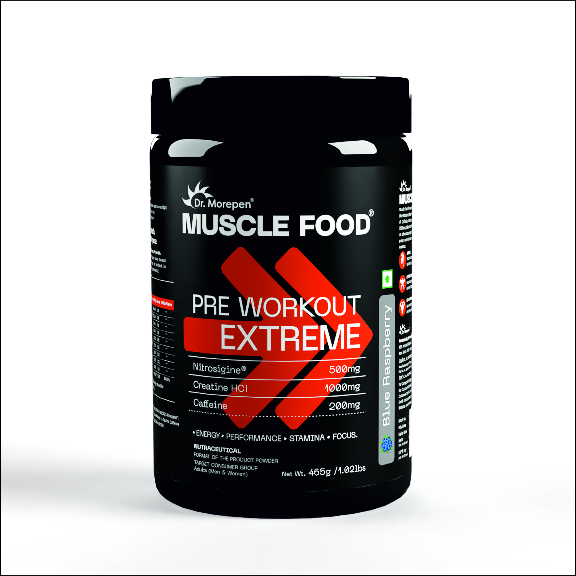 Dr.Morepen Muscle Food Pre workout Extreme Blue Raspberry 1s