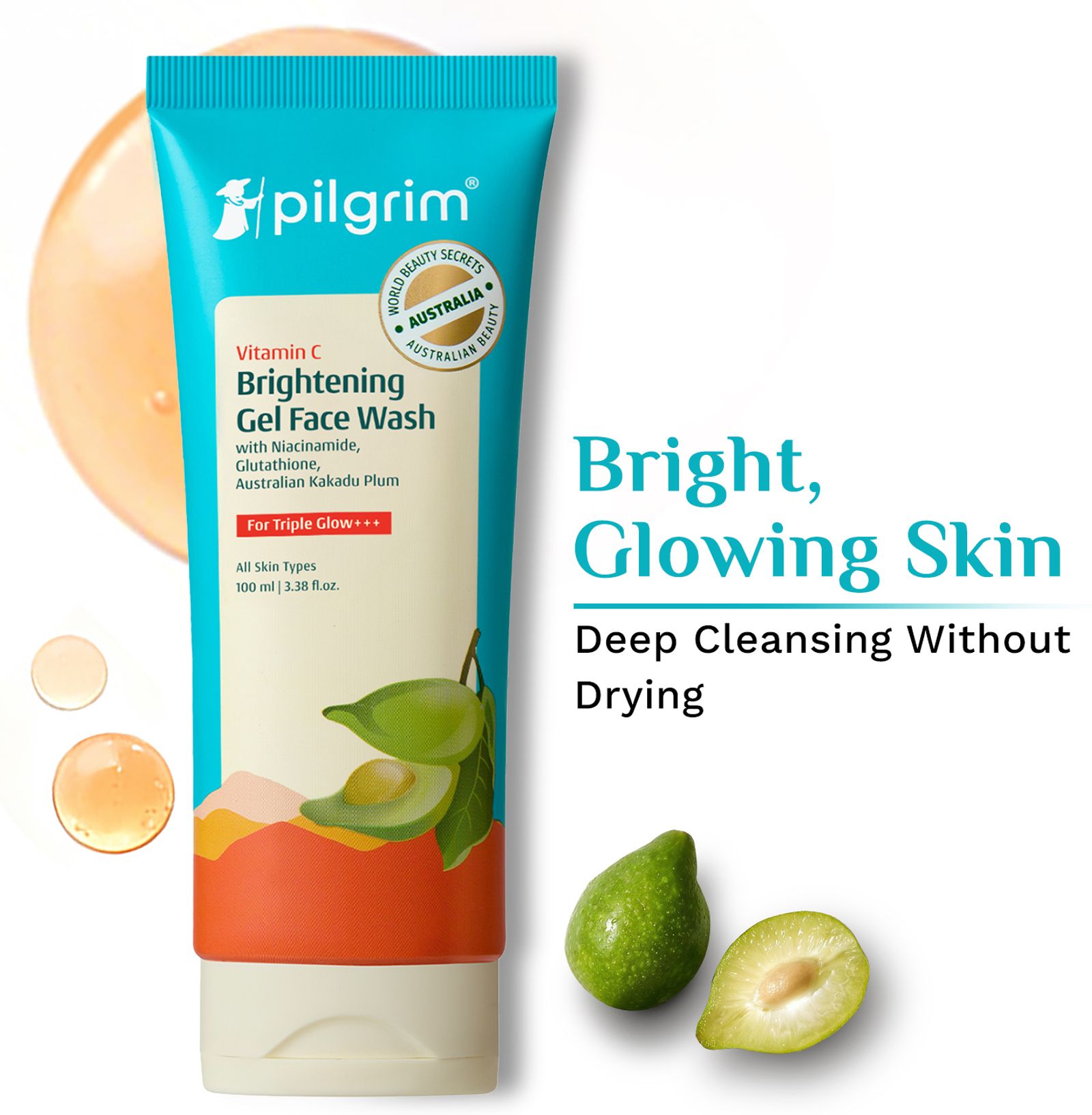 Pilgrim Vitamin C Brightening Skin |All Skin Types|Acne Prone Face Wash (100 ml)