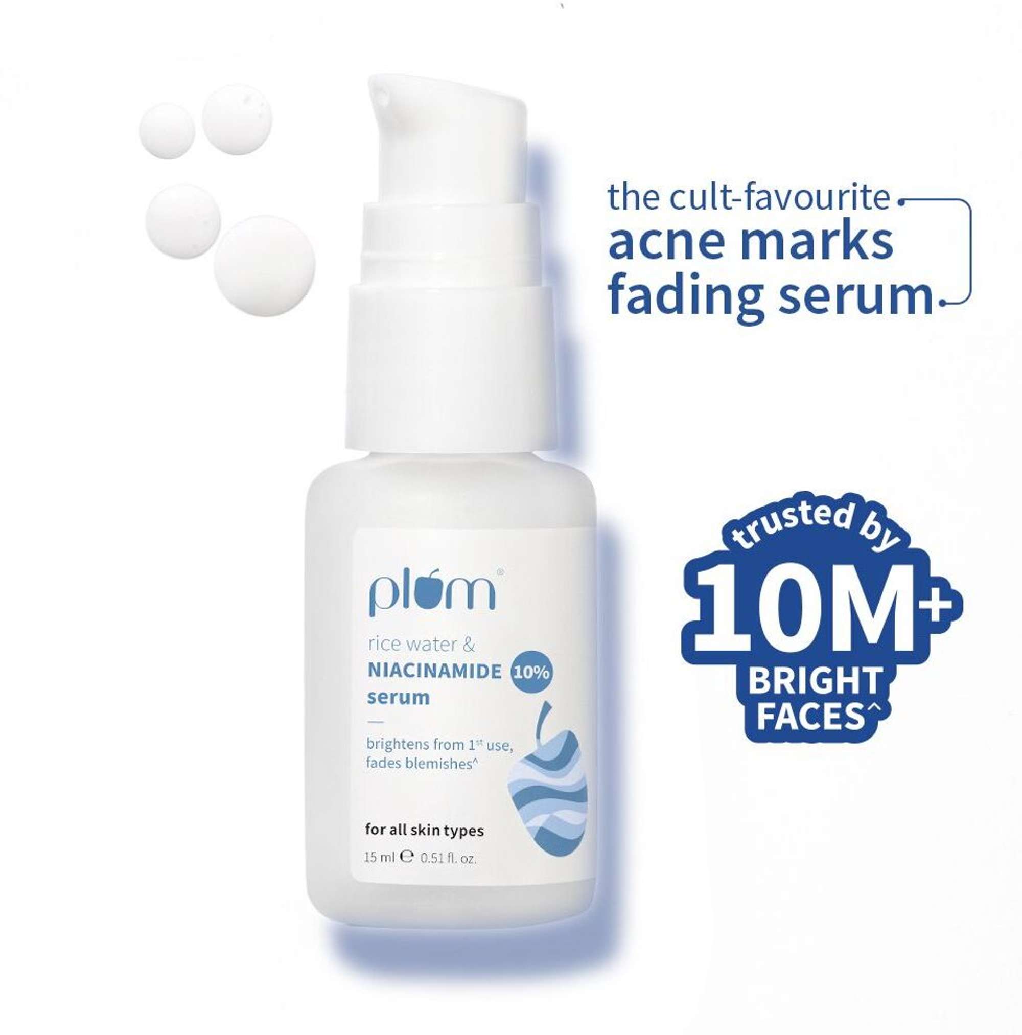 Plum 10% Niacinamide Brightening Serum with Rice Water|Brightens Skin from 1st Use|All Skin Types (15 ml)