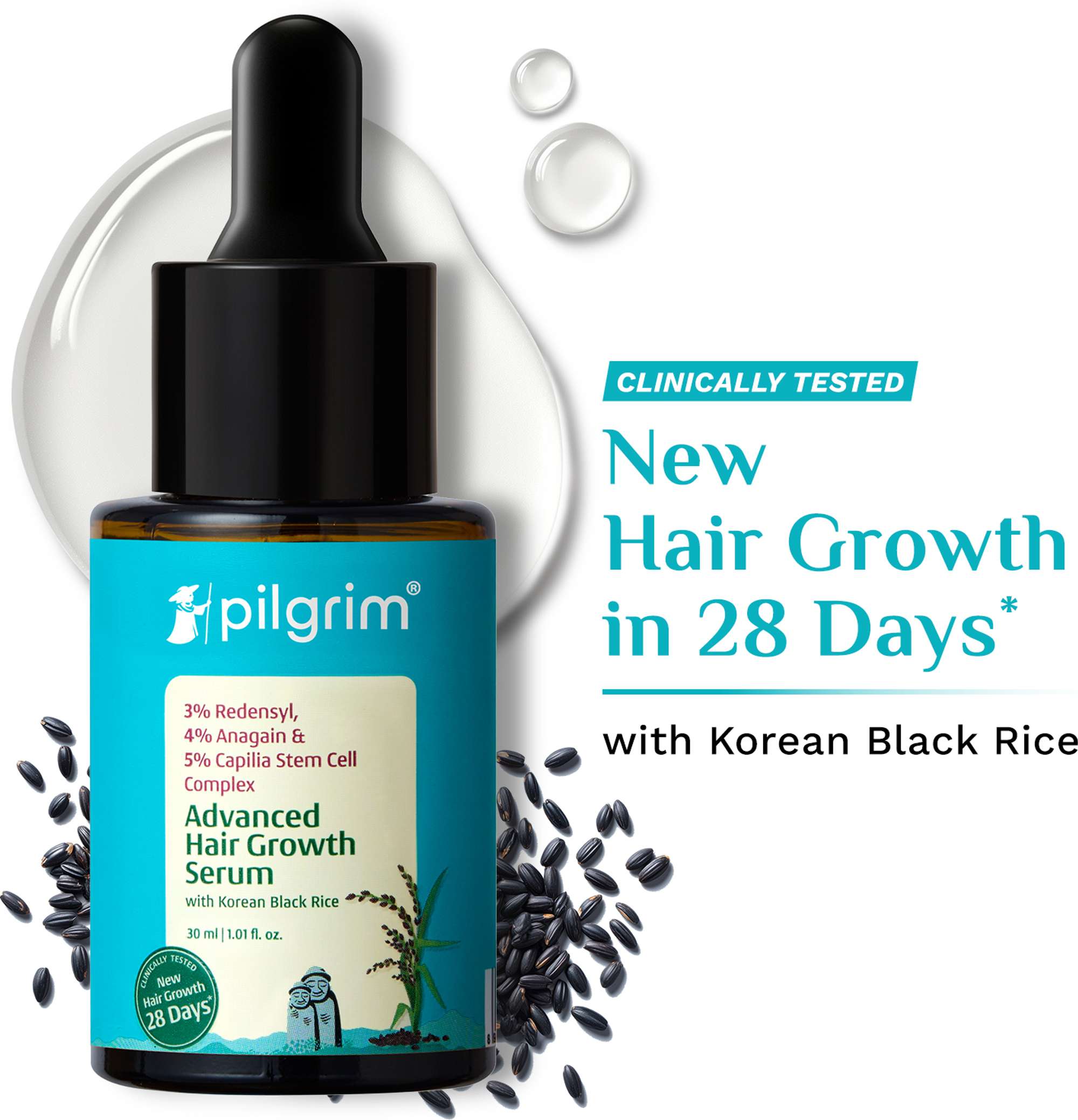 Pilgrim Advanced Hair Growth Serum With Rosemary & Korean Black Rice For Men & Women (30 ml)