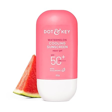 Dot & Key Watermelon Cooling Sunscreen, In-Vivo Tested SPF 50+ PA++++, With New-Age UV Filters, Instantly Cools skin, Controls Excess Oil, Broad Spectrum Protection, No White Cast, No White Cast | 50g