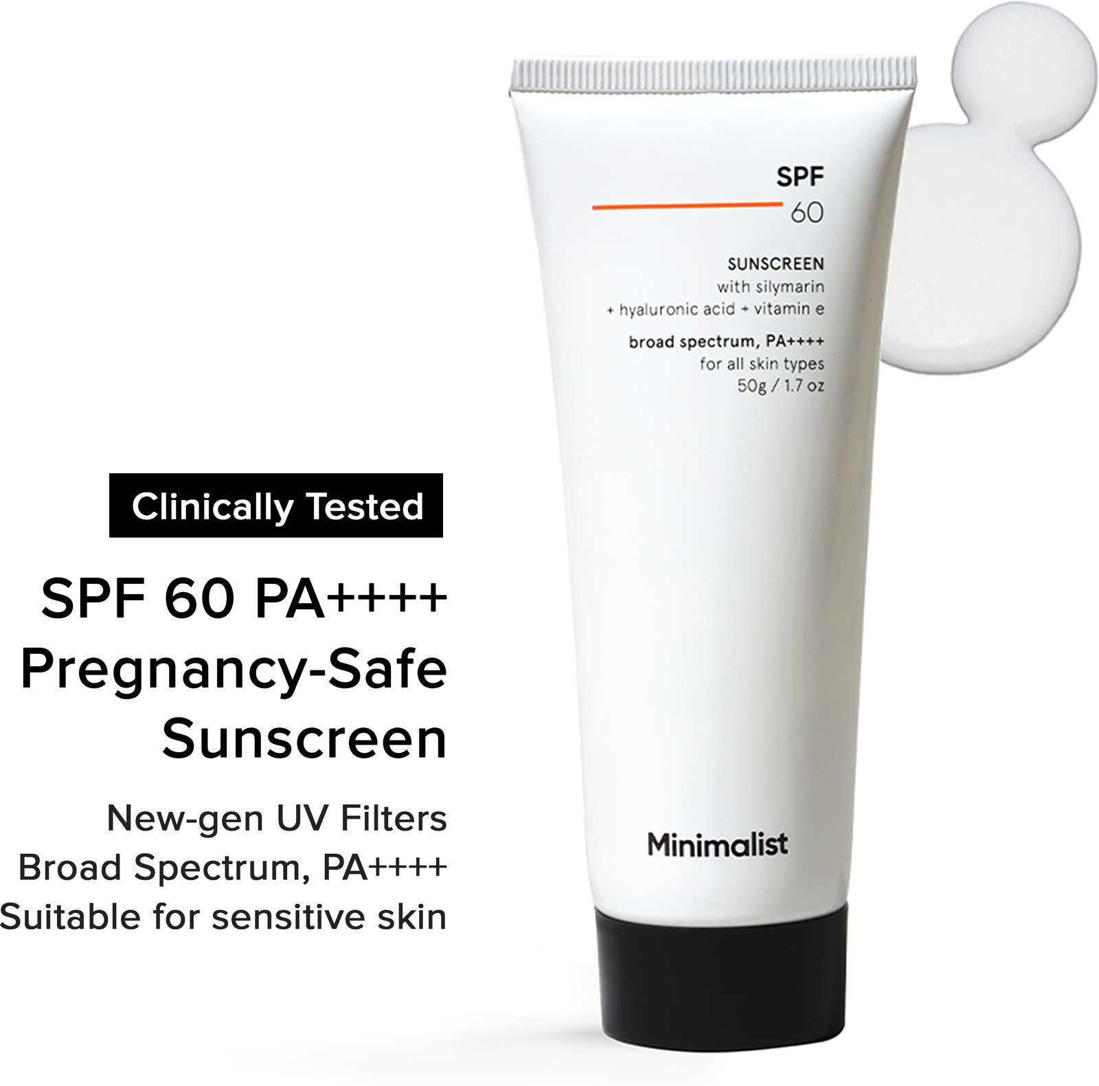 Minimalist Sunscreen - SPF 60 PA++++ Sun Cream for Sensitive & Acne Prone Skin ,Pregnancy Safe (50 g)