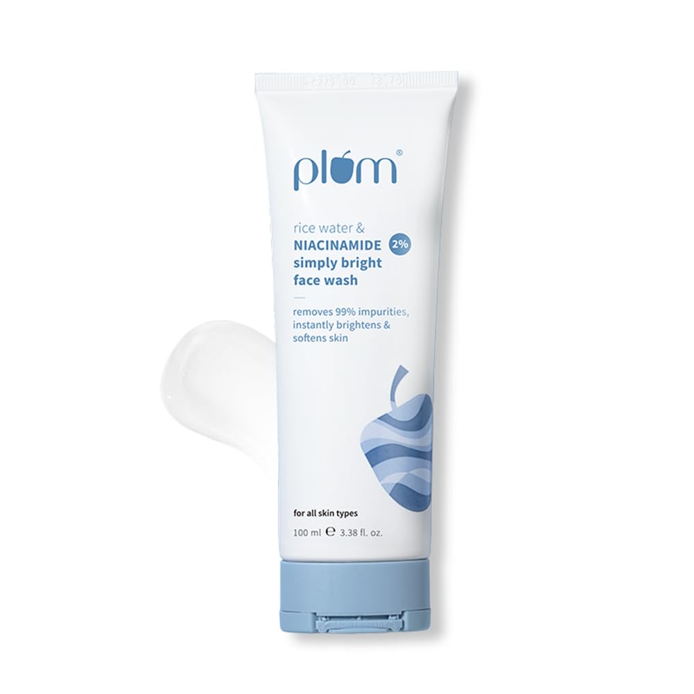 Plum 2% Niacinamide & Rice Water Face Wash 100ml | Hydrates & Brightens Skin | Softens & Smoothens Skin