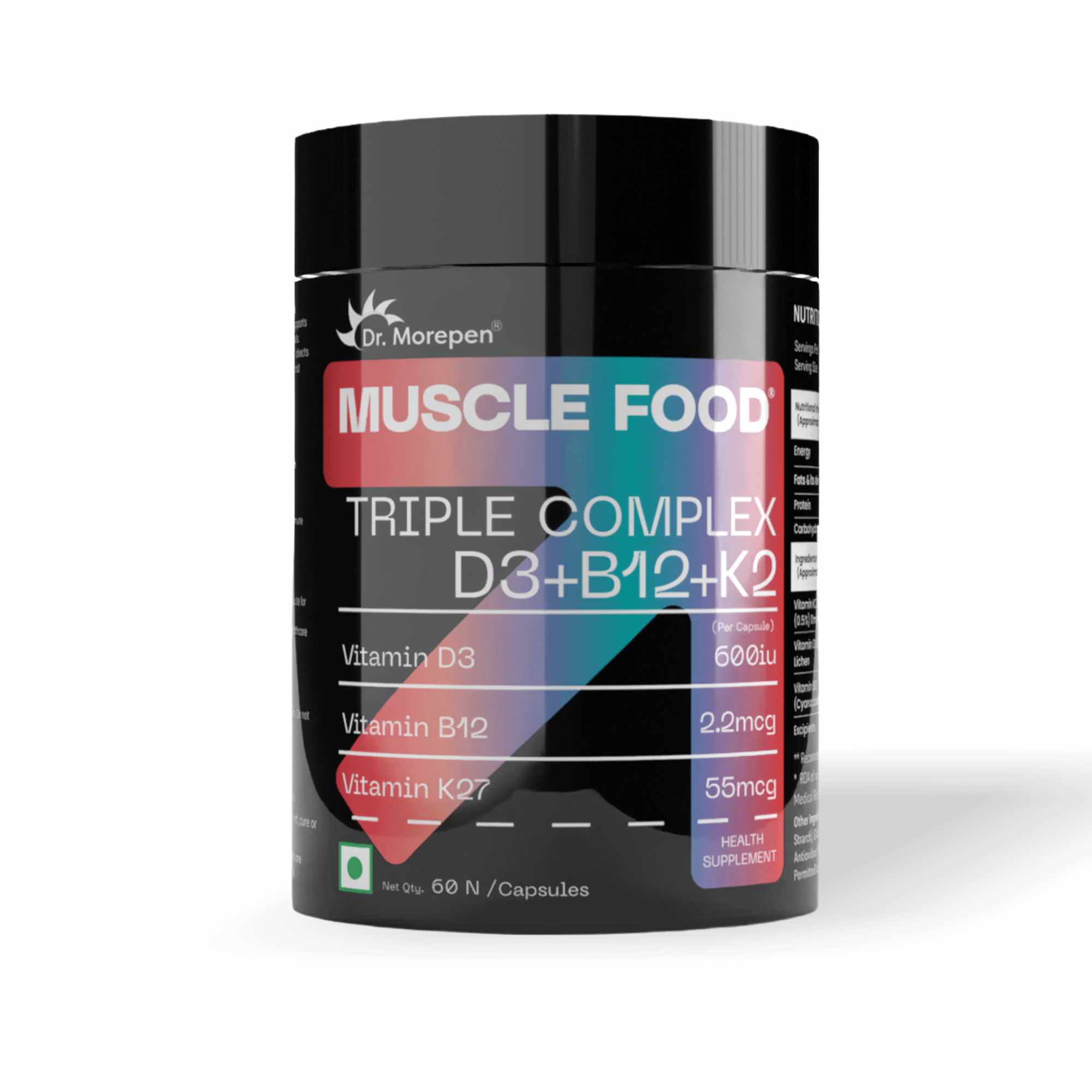 Dr. Morepen Muscle Food Triple Complex D3 + K2 + B12 Capsule