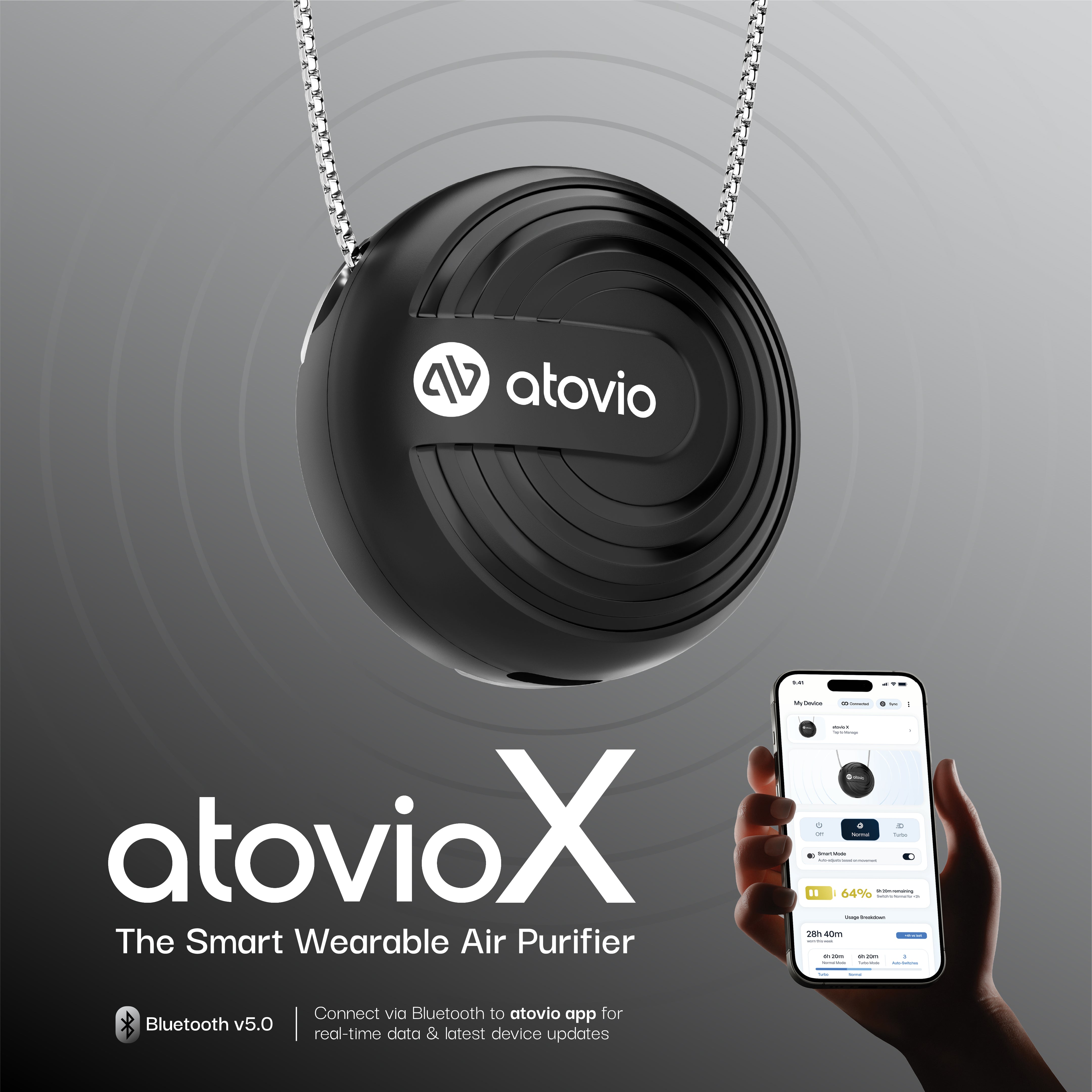Atovio X Smart Wearable & Portable Air Purifier