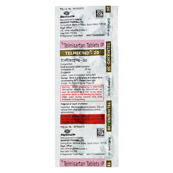 Telmikind 20mg Tablet 10s