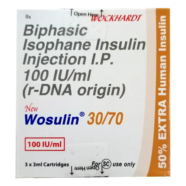 Wosulin Cartridge 30/70 100iu 3ml 3s