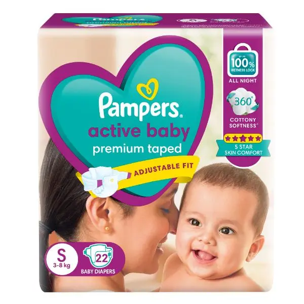 Pampers Active Baby Diapers Size Small 22s