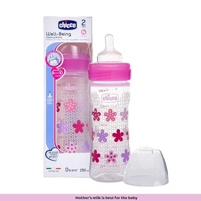 Chicco Well Being Feeding Bottle Pink 250ml 1s