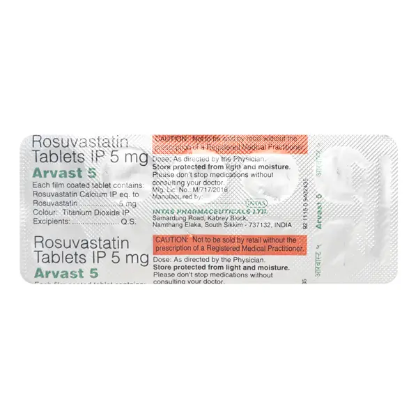 Arvast 5mg Tablet 10s