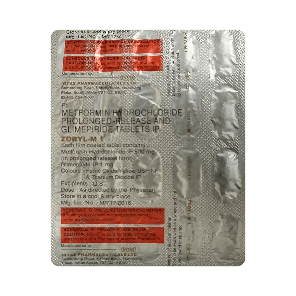 Zoryl M 1mg Tablet 20s