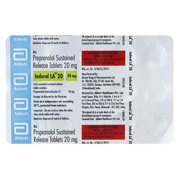 Inderal LA 20mg Tablet