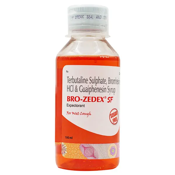 Bro Zedex Sugar Free Syrup Guaifenesin 50mg + Terbutaline 1.25mg + Bromhexine 4mg