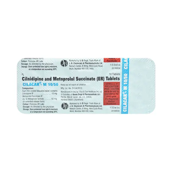 Cilacar M 10/50mg Tablet 10s