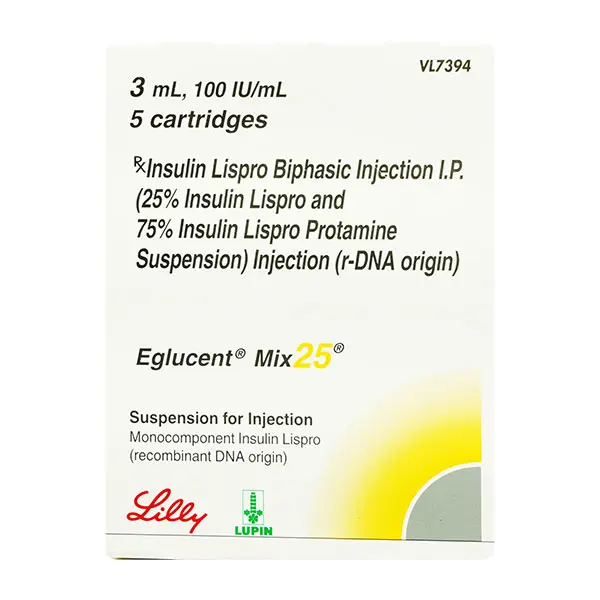 Eglucent Mix 25 Cartridges 100 Iu/ml 3ml