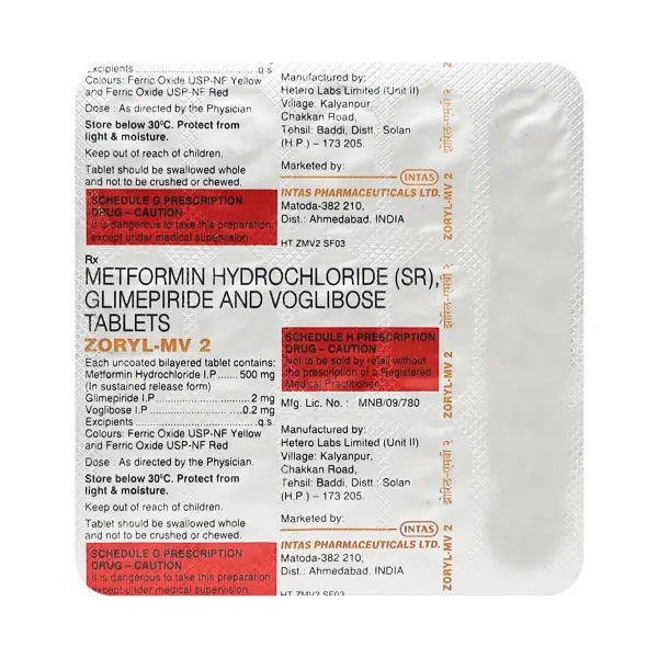 Zoryl MV 2mg Tablet 15s