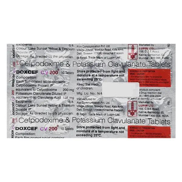 Doxcef CV 200mg Tablet 10s