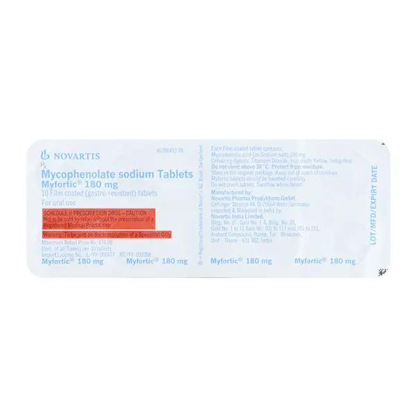 Myfortic 180mg Tablet 10s