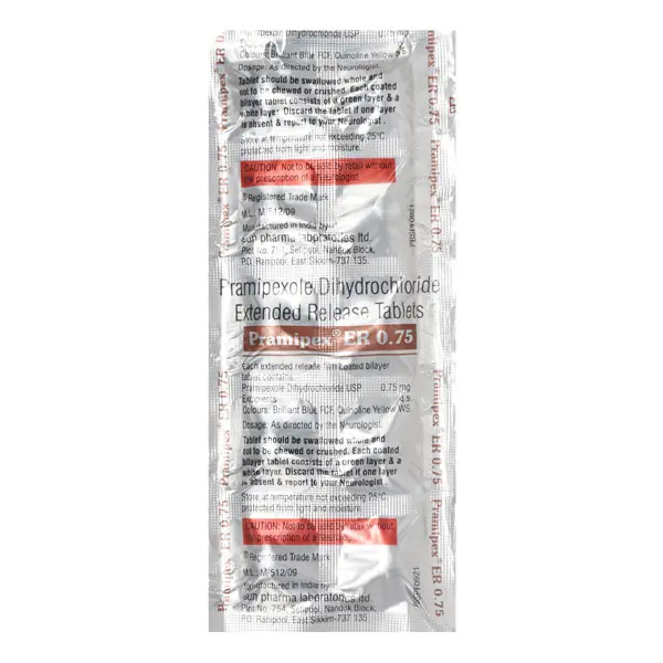 Pramipex ER 0.75mg Tablet 10s