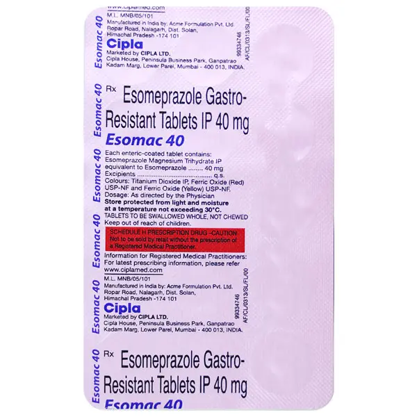 Esomac 40mg Tablet 15s