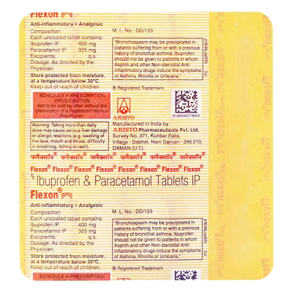 Flexon Tablet (Ibuprofen 400mg + Paracetamol 325mg)