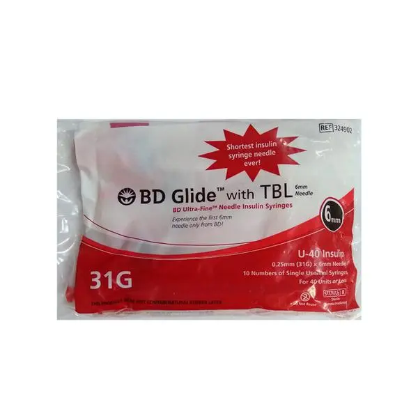 BD Glide Ultra Fine Needle Insulin Syringe 31G/6mm