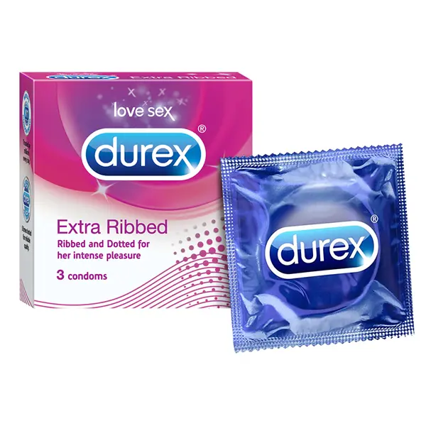 Durex Condom Extra Ribbed 3s