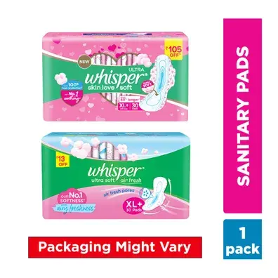Whisper Pads Ultra Soft Xl+ 30s