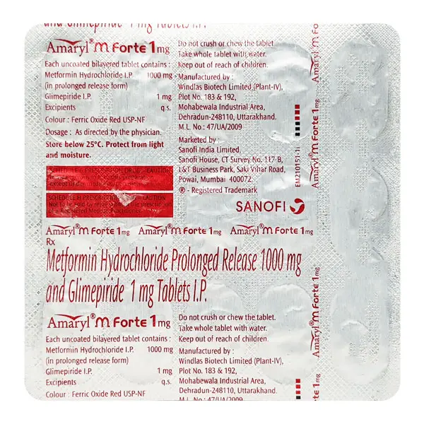 Amaryl M Forte 1mg Tablet 15s