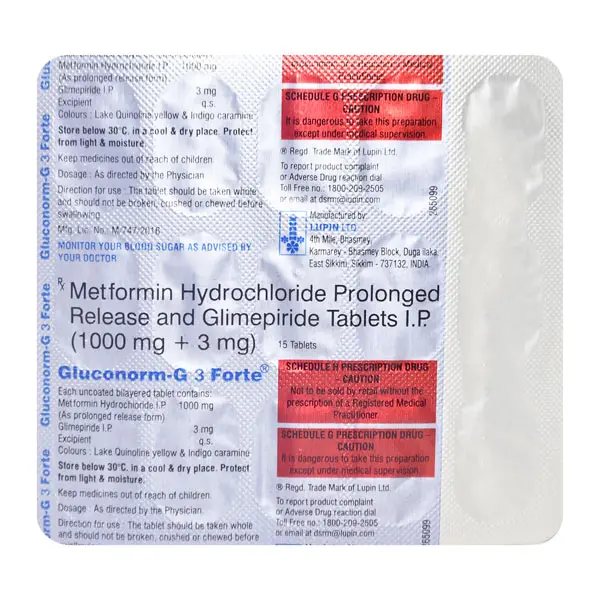 Gluconorm G Forte 3mg Tablet 15s
