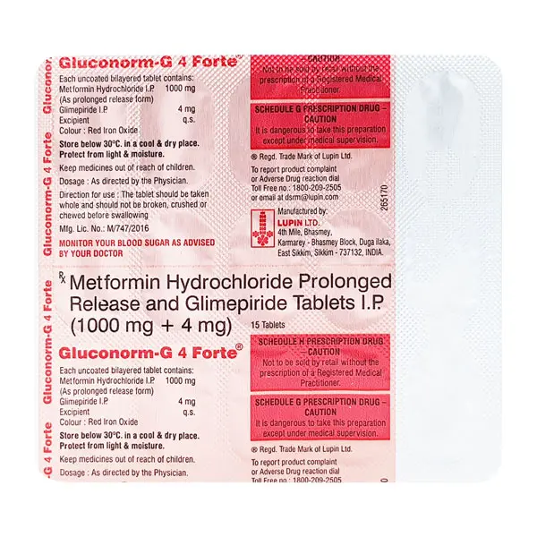 Gluconorm G Forte 4mg Tablet 15s