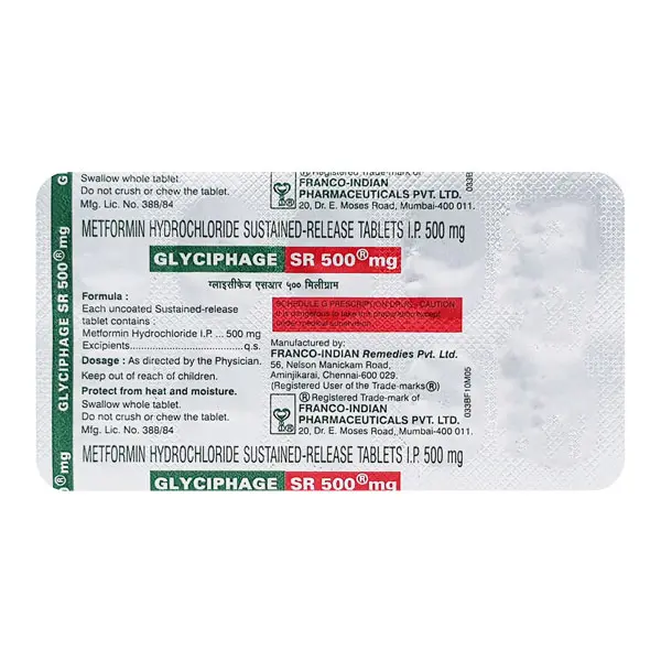 Glyciphage SR 500mg Tablet
