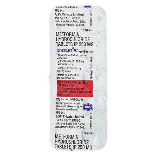 Glycomet 250mg Tablet 10s