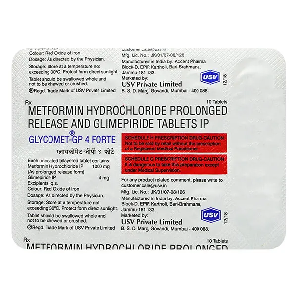 Glycomet GP Forte 4mg Tablet 10s