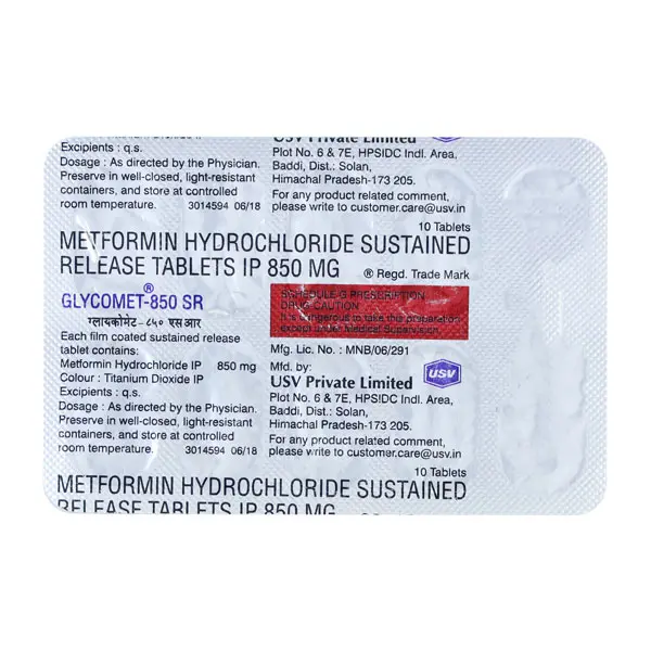 Glycomet SR 850mg Tablet 10s