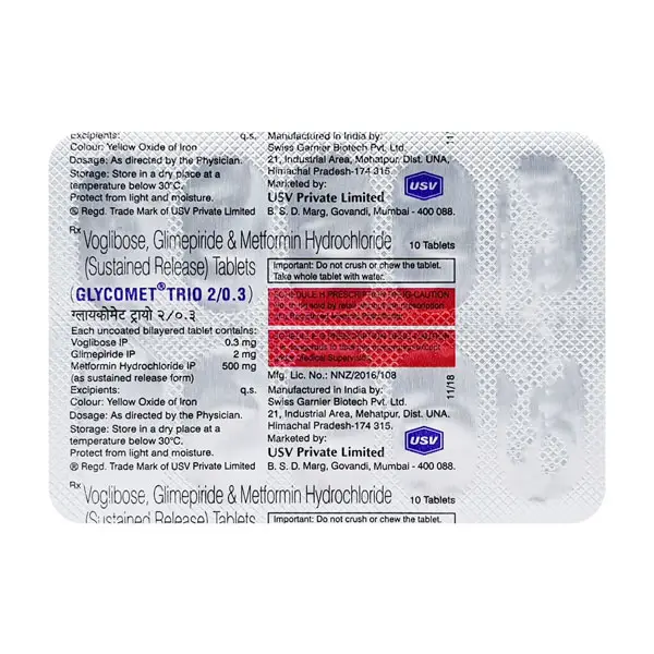 Glycomet Trio 2/0.3mg Tablet 10s