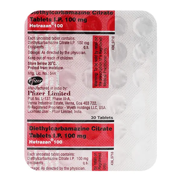 Hetrazan 100mg Tablet 30s