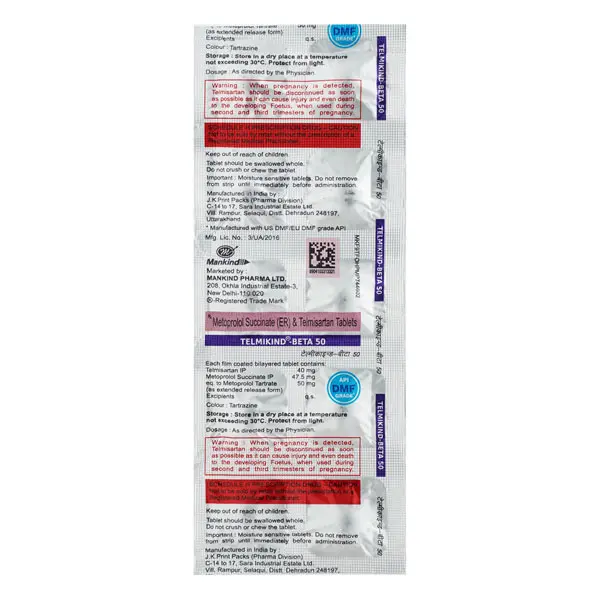 Telmikind Beta 50mg Tablet
