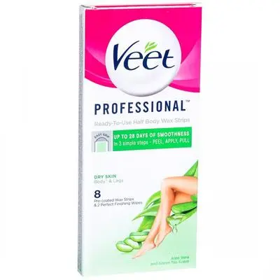 Veet Ready-To-Use Half Body Wax Strips Dry Skin - 8 Piece