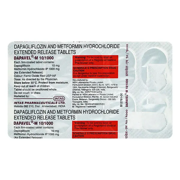 Dapavel M 10/1000mg Tablet 10s