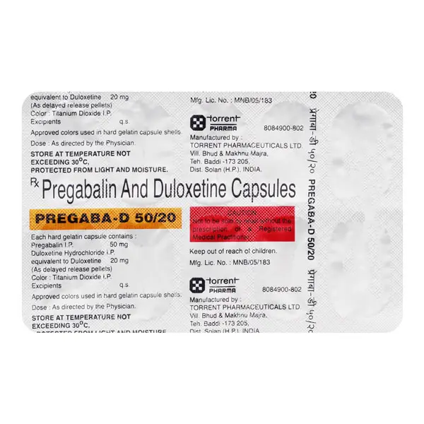 Pregaba D 50/20mg Capsule 10s