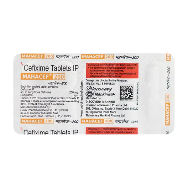 Mahacef 200mg Tablet 10s