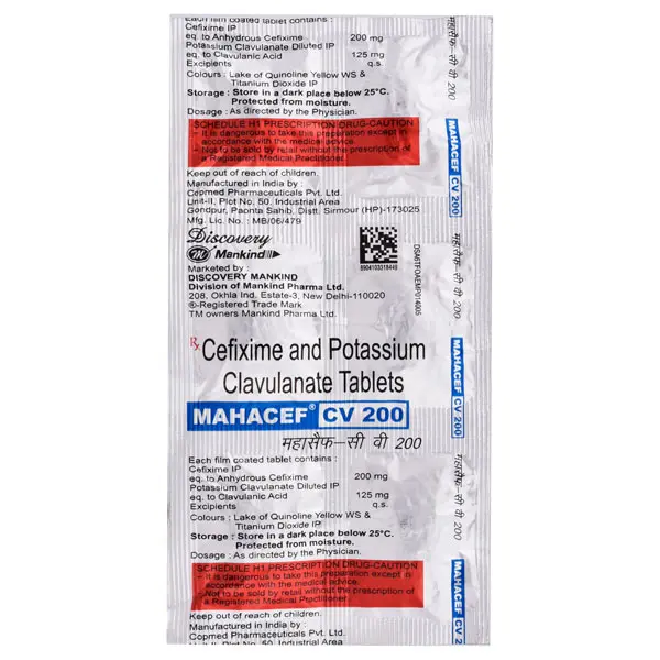Mahacef CV 200mg Tablet 6s