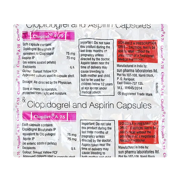 Clopilet A 75mg Capsule 15s